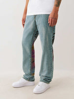 True Religion Men Blue Straight Fit Washed Sn Ricky Jeans