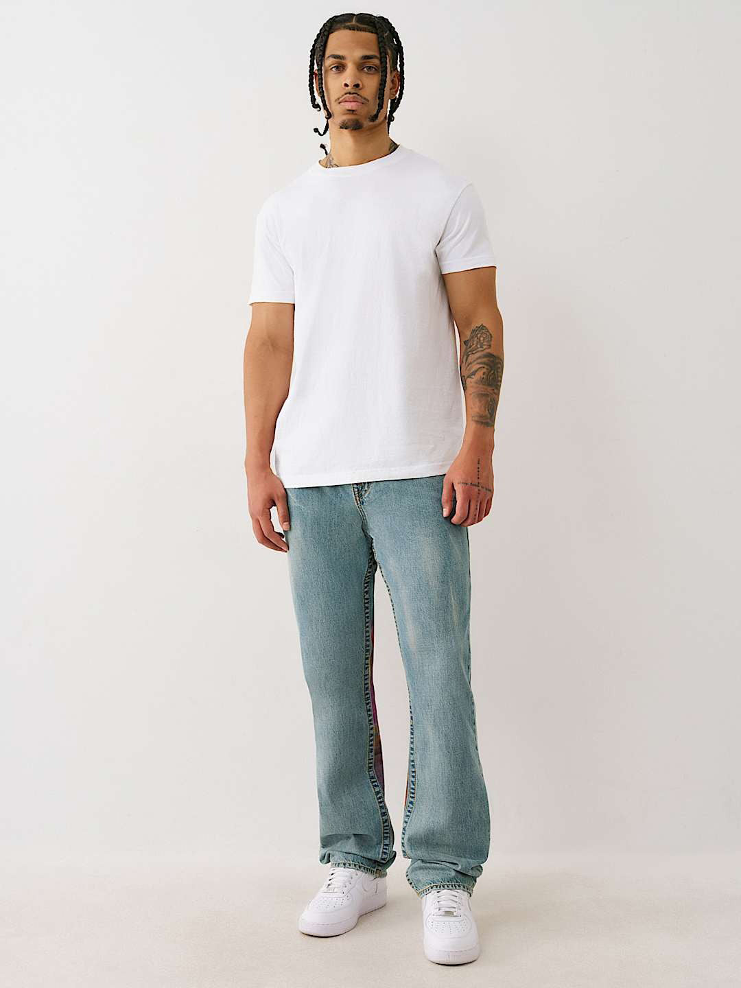 True Religion Men Blue Straight Fit Washed Sn Ricky Jeans