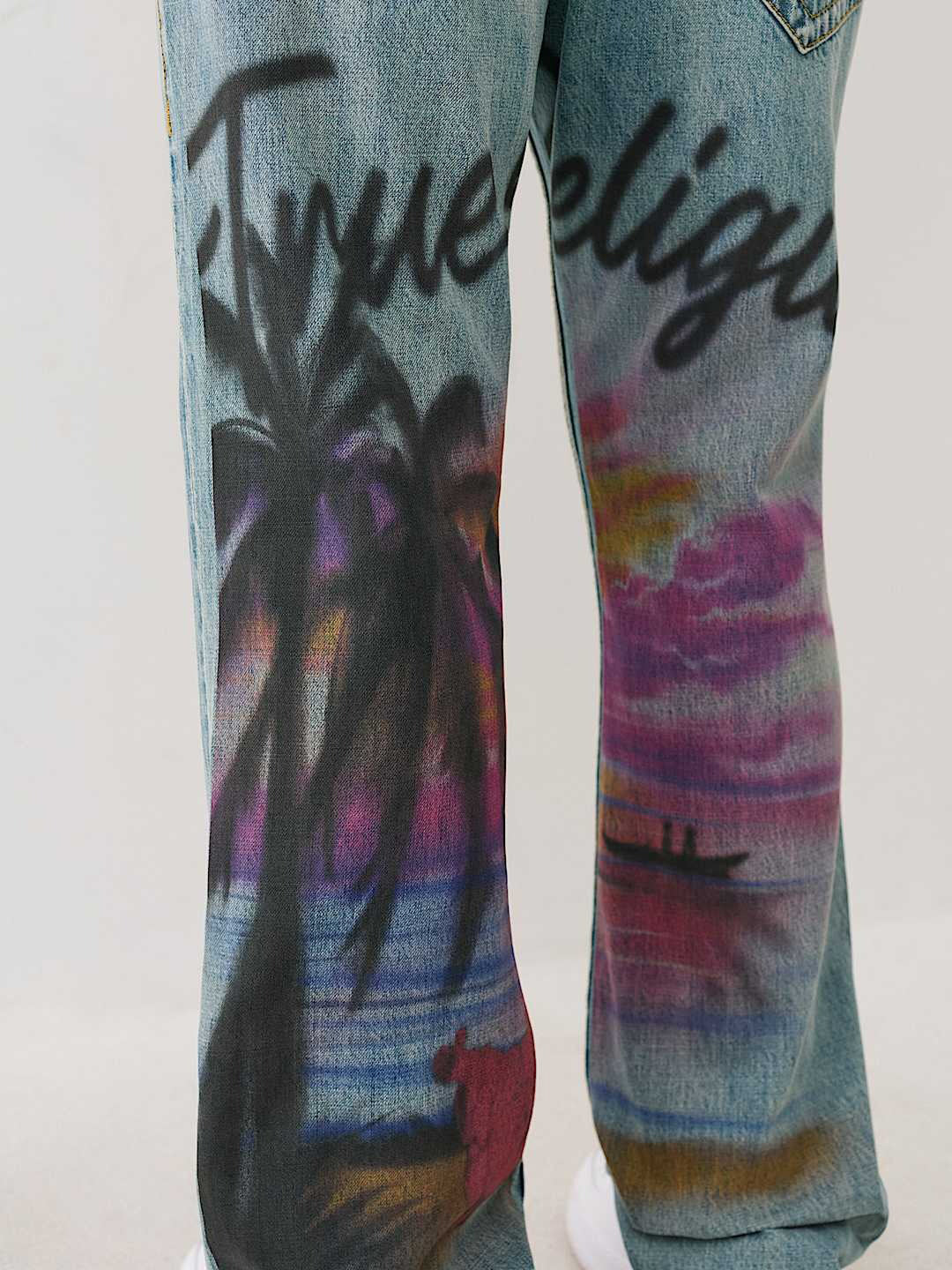 True Religion Men Blue Straight Fit Washed Sn Ricky Jeans