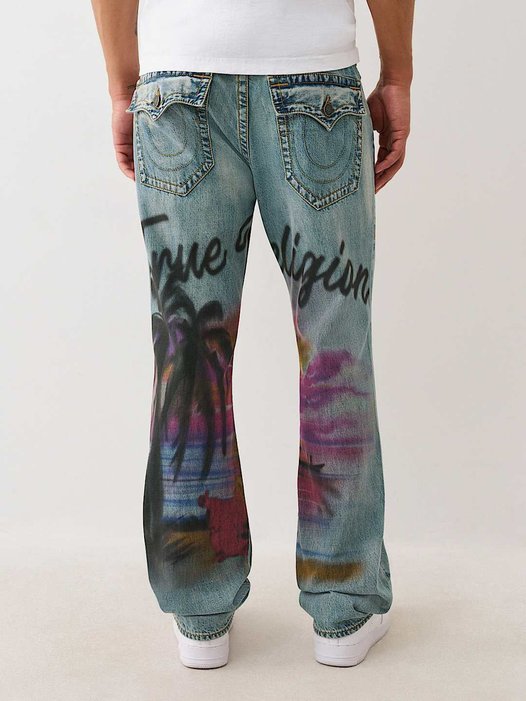 True Religion Men Blue Straight Fit Washed Sn Ricky Jeans