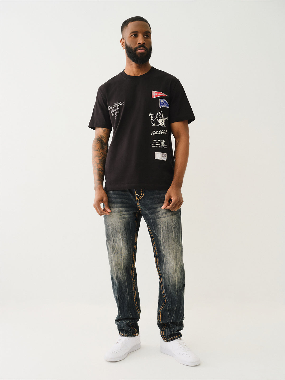 True Religion Men Blue Slim Fit Washed Jeans