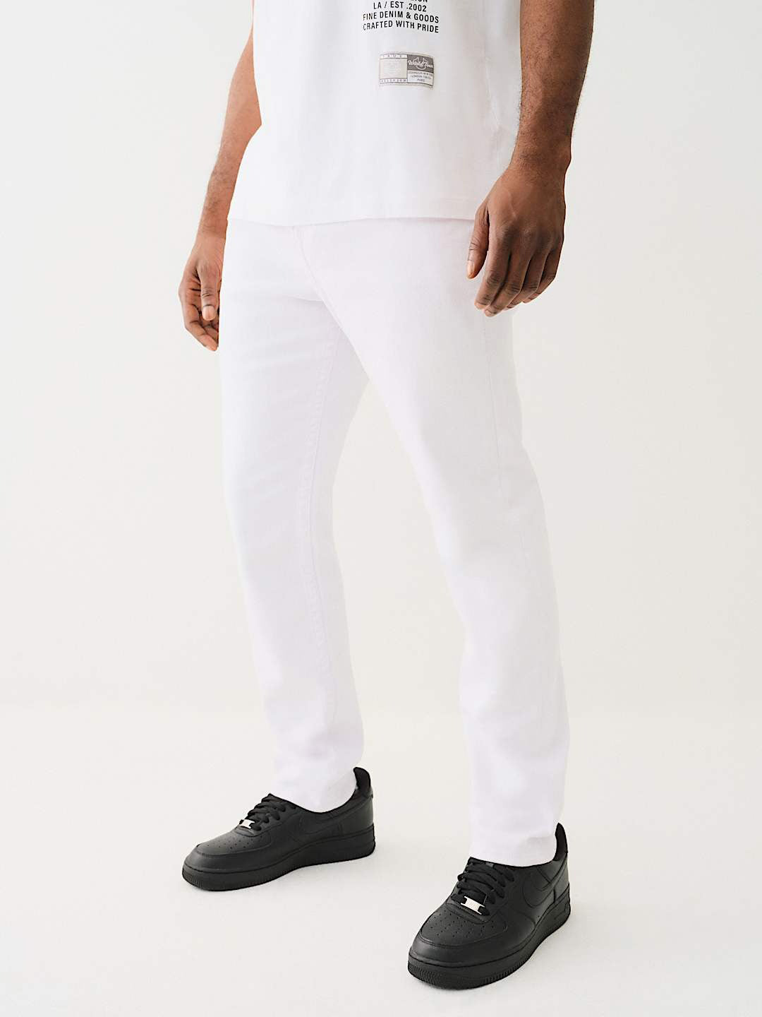 True Religion Men White Slim Fit Solid Jeans