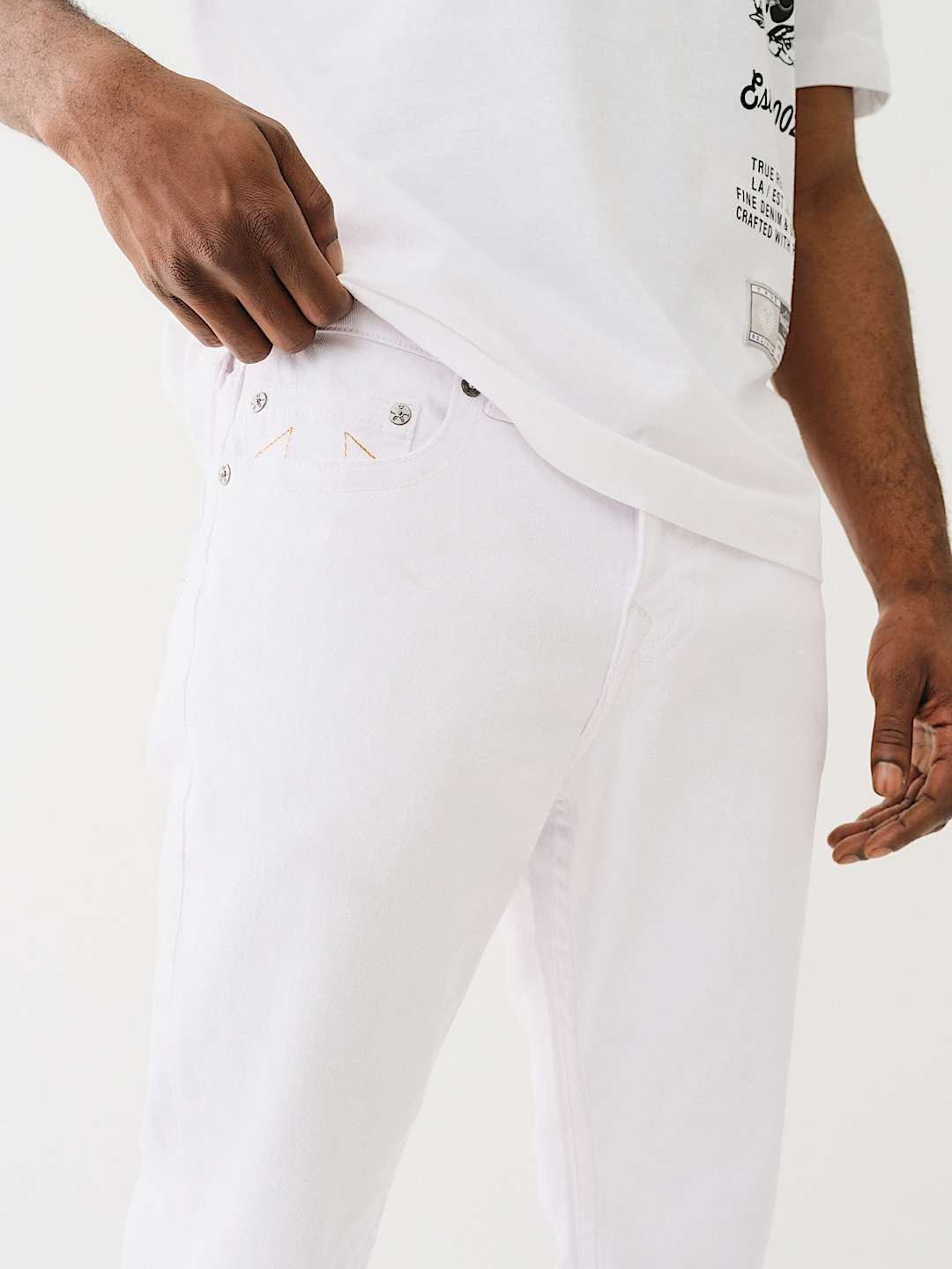 True Religion Men White Slim Fit Solid Jeans