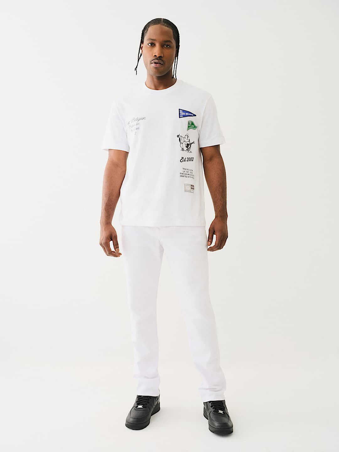 True Religion Men White Slim Fit Solid Jeans