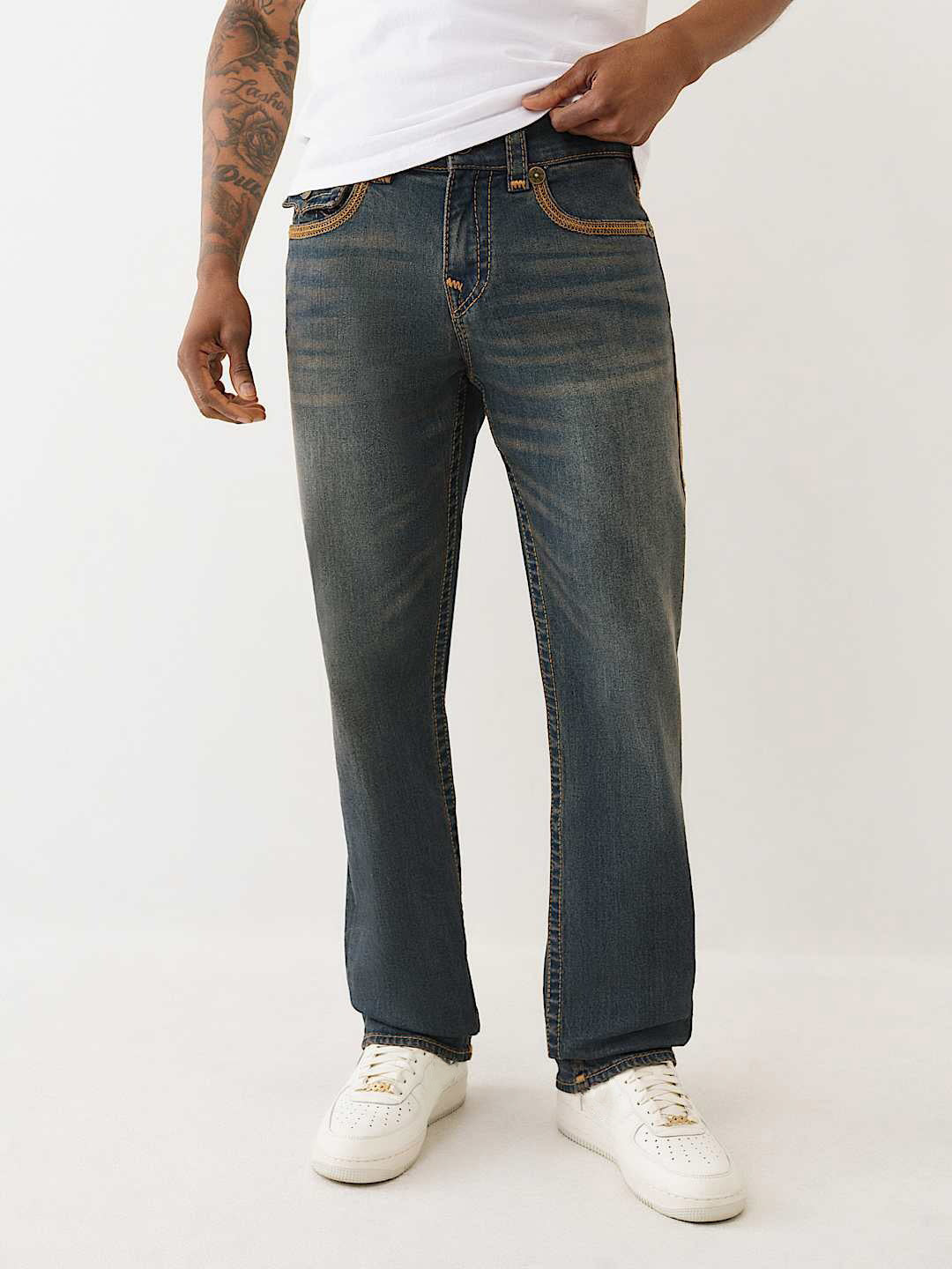 Men navy blue sn ricky straight fit jeans