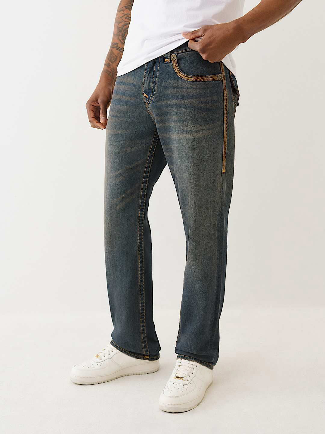 Men navy blue sn ricky straight fit jeans