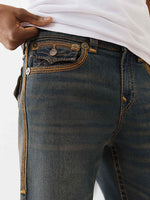 TRUE RELIGION Men Navy Blue SN Ricky Straight Fit Jeans