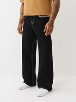 TRUE RELIGION Men VINNY Super T Flat Lock Black Jeans