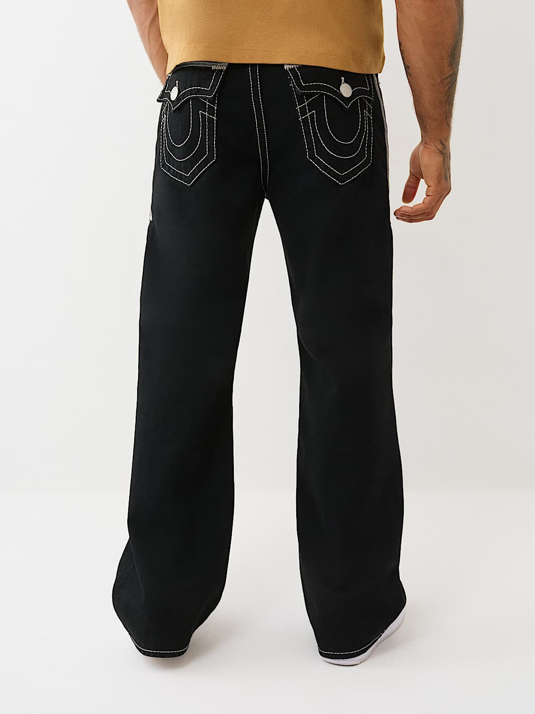 TRUE RELIGION Men VINNY Super T Flat Lock Black Jeans