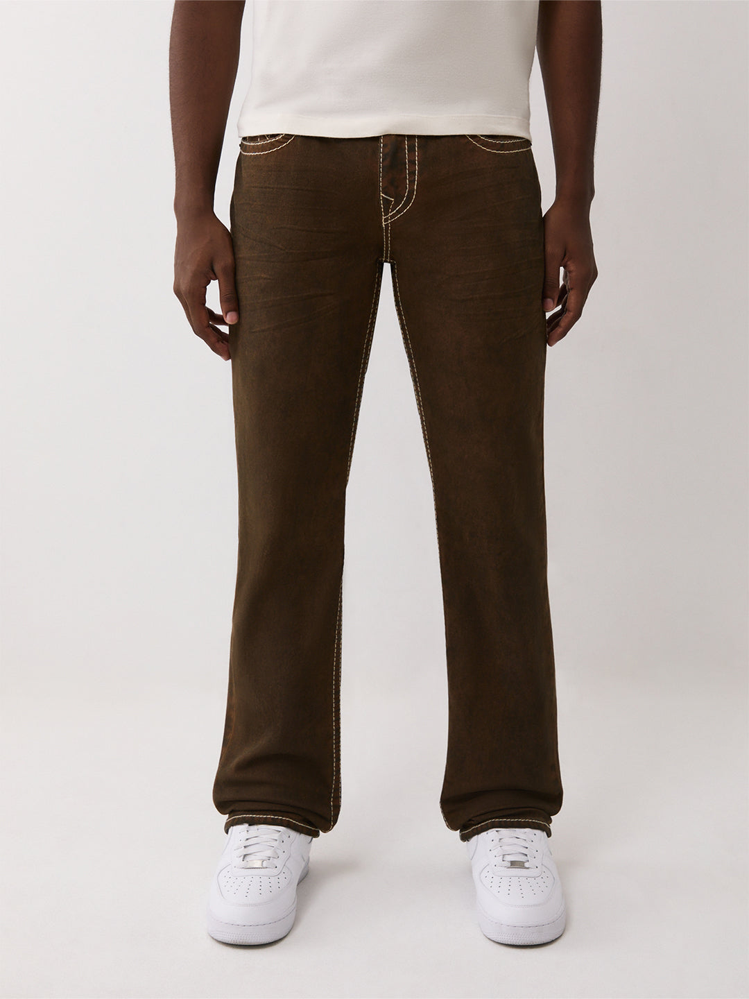 Men brown straight fit big t ricky jeans