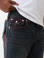 TRUE RELIGION Men RICKY Embroidered Dark Indigo Jeans
