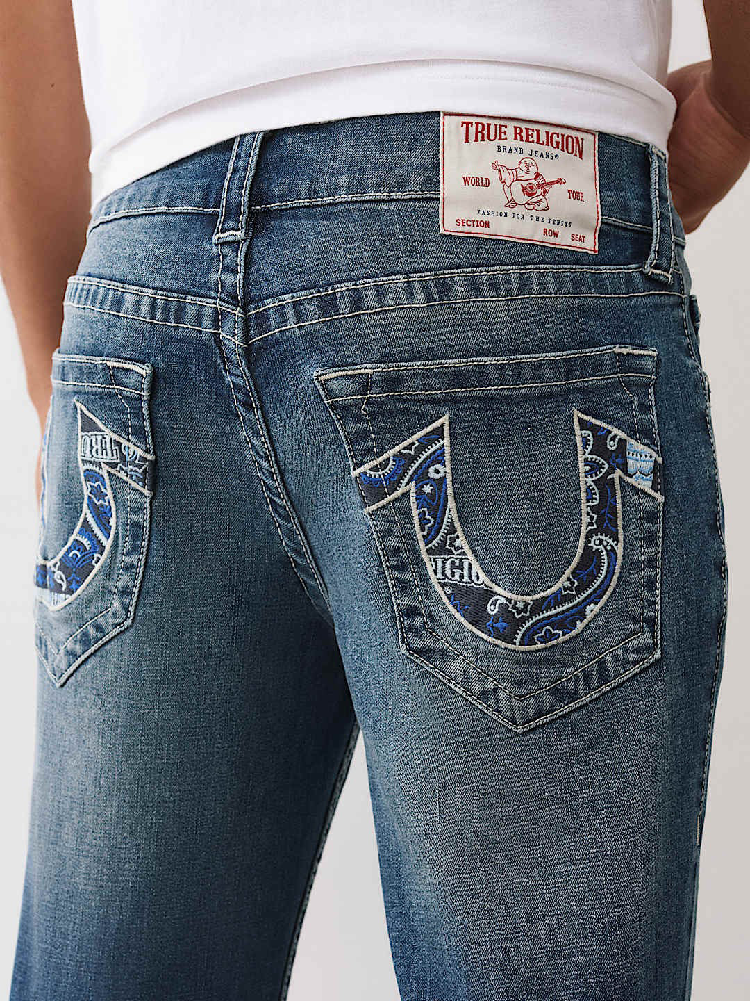 Men blue embroidered billy bootcut fit jeans