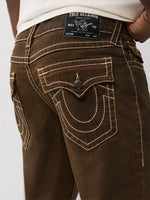 True Religion Men Brown Straight Fit Big T Ricky Jeans