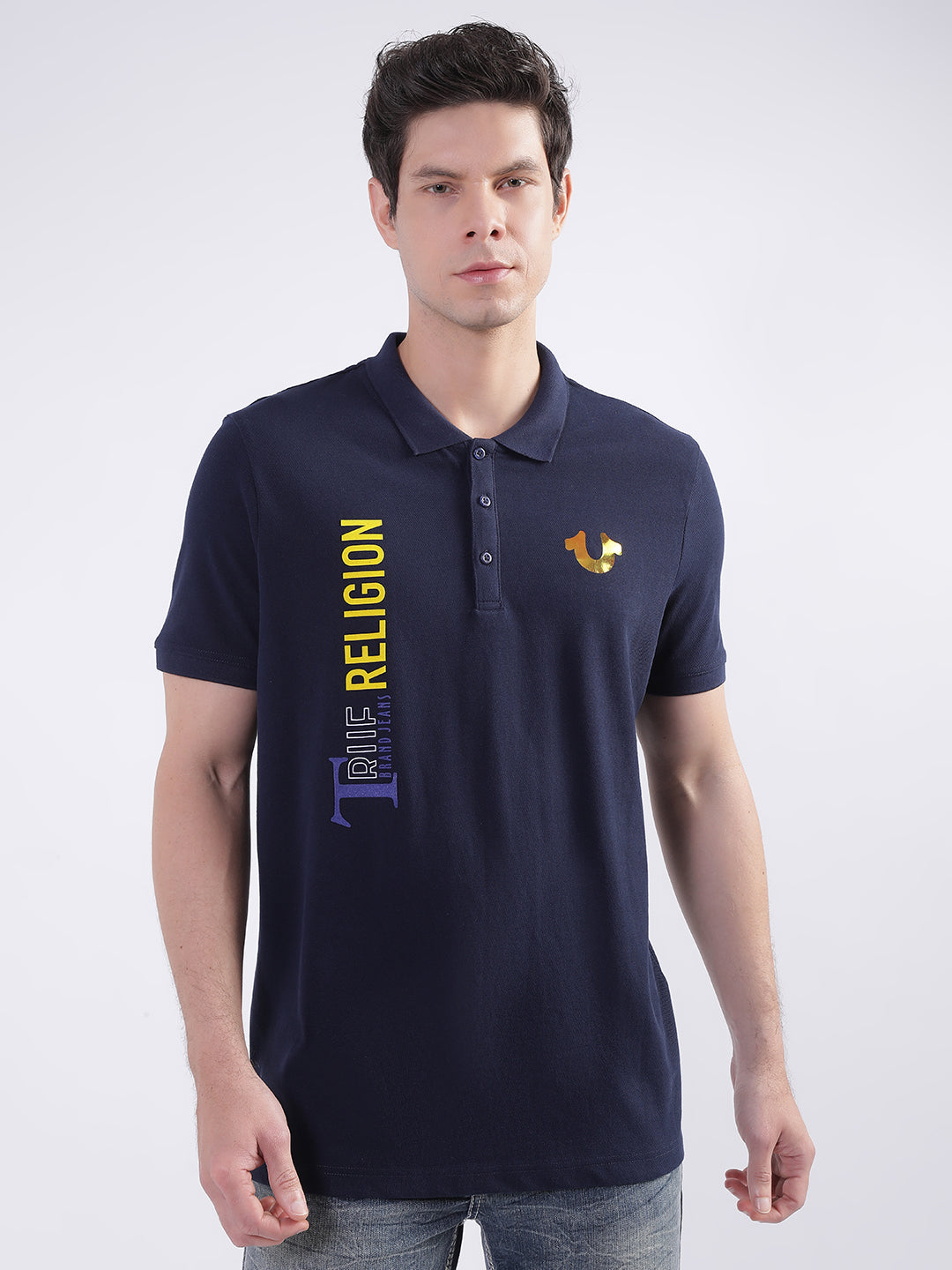 Peacoat fashion logo regular fit polo tshirt