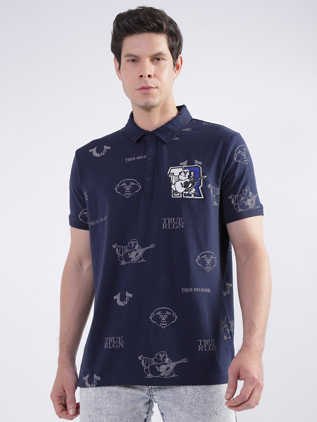 Peacoat fashion logo regular fit polo tshirt