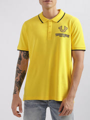 True Religion Yellow Fashion Logo Regular Fit Polo Tshirt