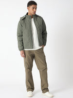 True Religion Men Green Solid Stand Collar Full Sleeves Bomber Jacket