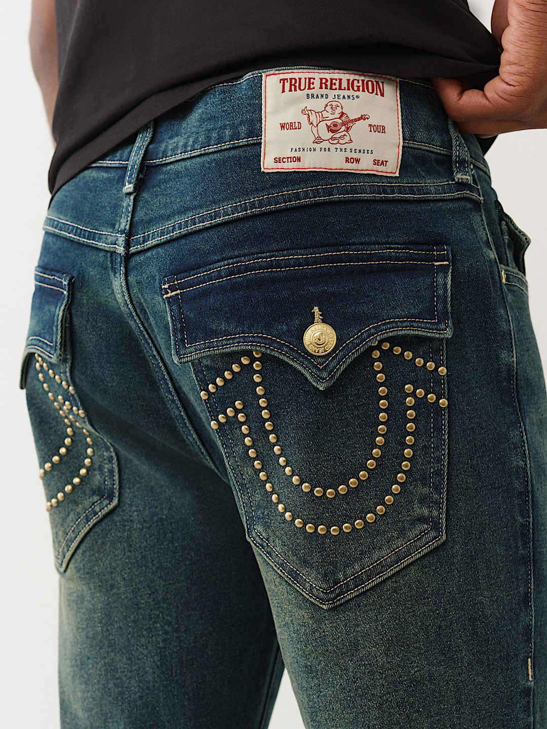 Men stud hs geno slim fit medium wash jeans