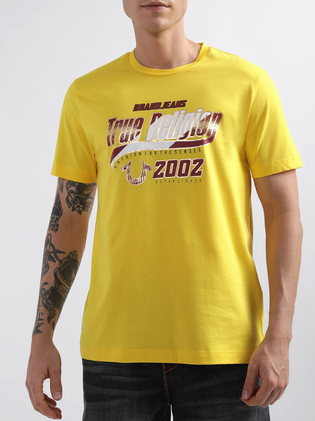 Safety yellow fashion logo regular fit tshirt
