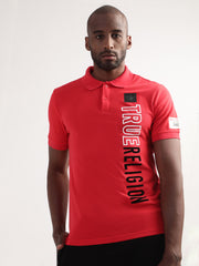 True Religion Chinese Red Logo Regular Fit Polo Tshirt