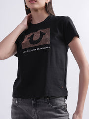 True Religion Black Logo Regular Fit Tshirt