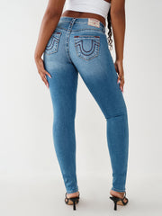 True Religion Womens Super T Stella Skinny Fit Blue Mid Rise Jeans