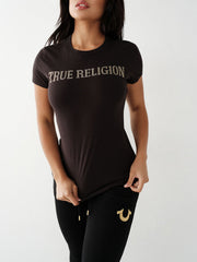 True Religion Black Crystal Logo Slim Fit Tshirt