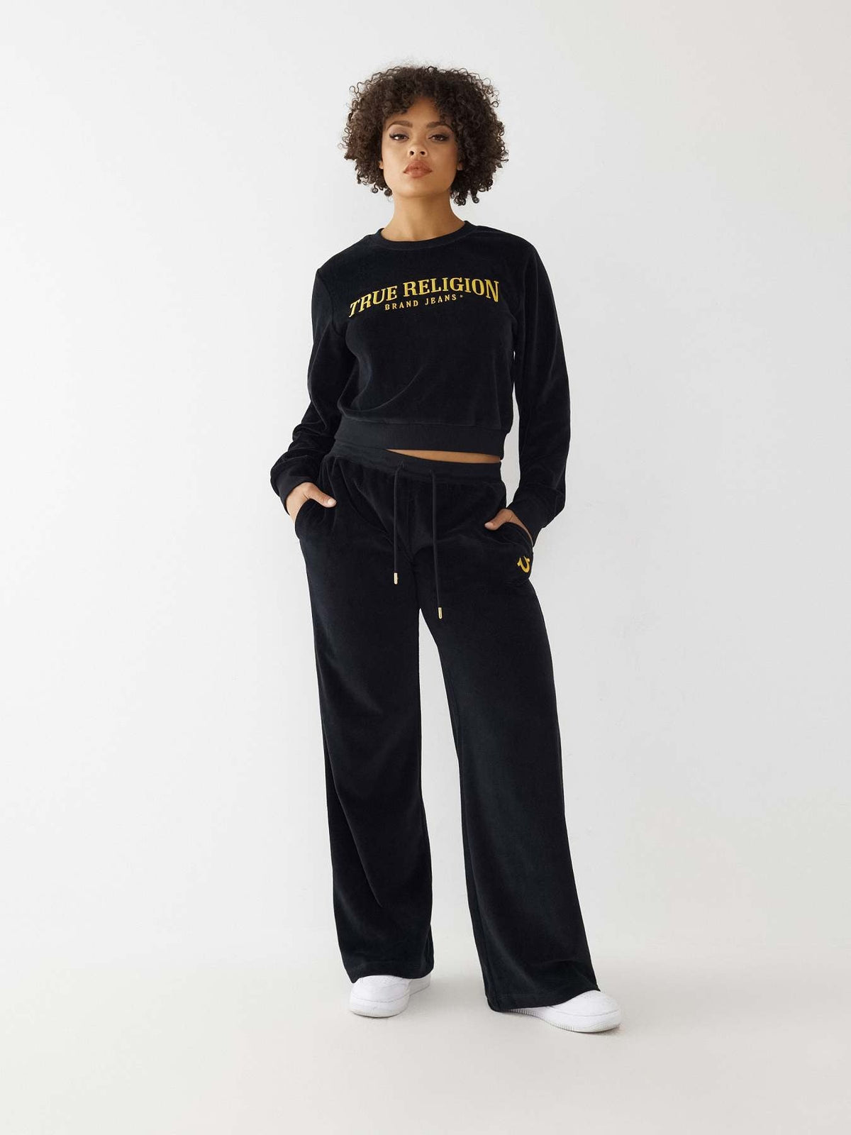True Religion Women Black Regular Fit Sweatshirt