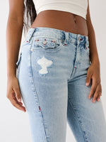 True Religion Women Blue Boot Cut Washed Jeans