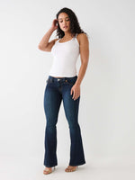 True Religion Women Blue Solid Flared Low-Rise Jeans