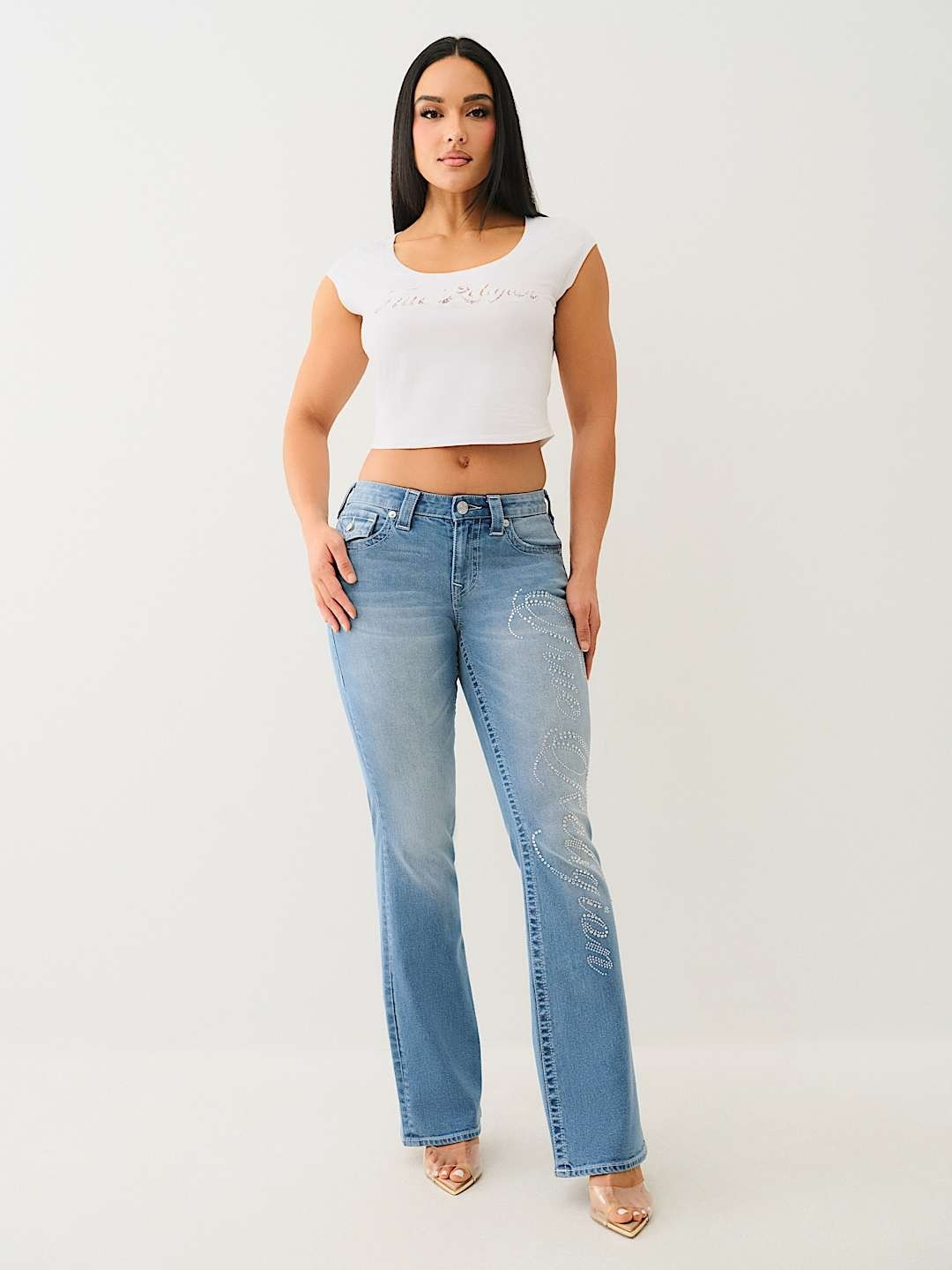 True Religion Women White Solid Scoop Neck Top
