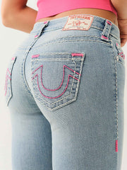 True Religion Women Blue Straight Fit Washed Jeans