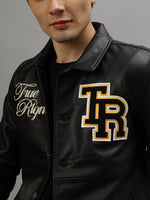 True Religion Men Embroidered Full Sleeves Spread Collar Jacket
