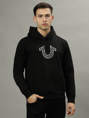 True Religion Men Black Solid Hooded Long Sleeves Sweatshirt