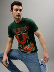 True Religion Green Fashion Printed Regular fit Tshirt