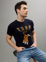 True Religion Blue Fashion Printed Regular fit Tshirt
