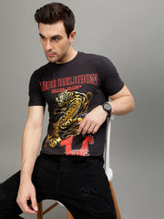 True Religion Grey Fashion Printed Regular fit Tshirt