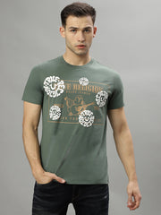 True Religion Green Fashion Printed Regular Fit Tshirt