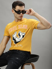 True Religion Yellow Fashion Printed Regular Fit Tshirt
