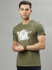 True Religion Green Fashion Printed Regular Fit Tshirt