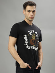 True Religion Black Fashion Printed Regular Fit Tshirt