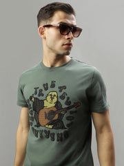 True Religion Green Fashion Printed Regular Fit Tshirt