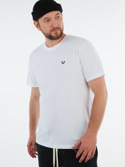 True Religion Men White Printed Round Neck Short Sleeves Tshirt