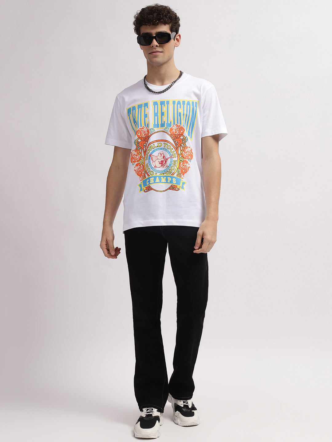 True Religion Men Black Straight Fit Mid-Rise Non Stretchable Jeans