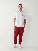True Religion Men White Printed Polo Neck Short Sleeves Tshirt