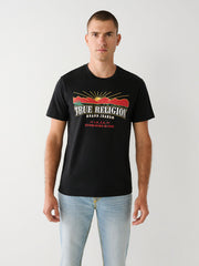 True Religion Men Black Printed Round Neck Short Sleeves Tshirt