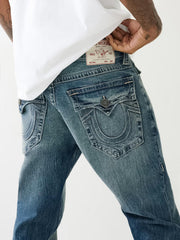 True Religion Mens SN Rocco Slim Fit Blue Mid Rise Jeans