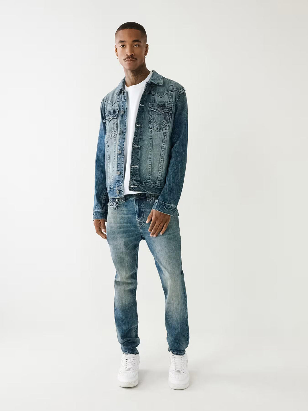 True Religion SN Rocco Skinny Fit Blue Mid-Rise Solid Jeans