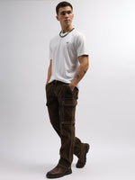 True Religion Men Green Solid Oversized Mid-Rise Trouser