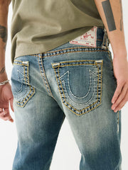 True Religion Mens Super T Rocco Slim Fit Blue Mid Rise Jeans